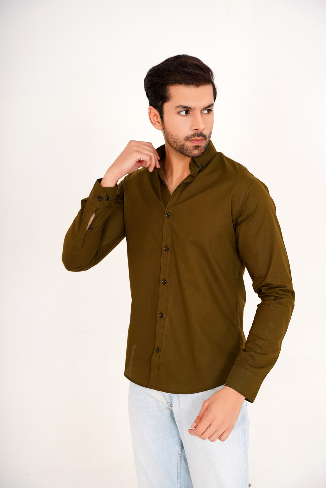 Olive Button-Down Shirt