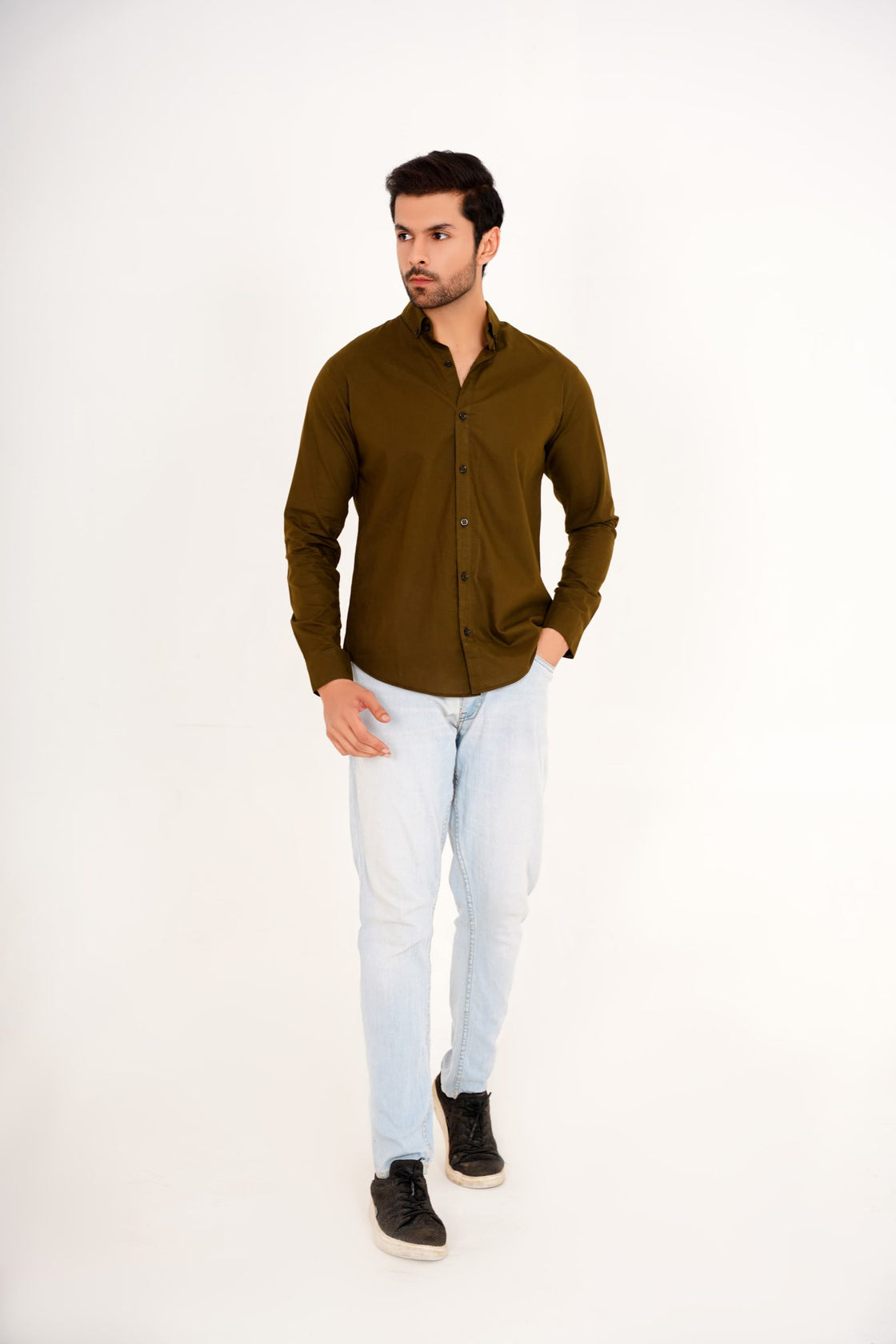 Olive Button-Down Shirt