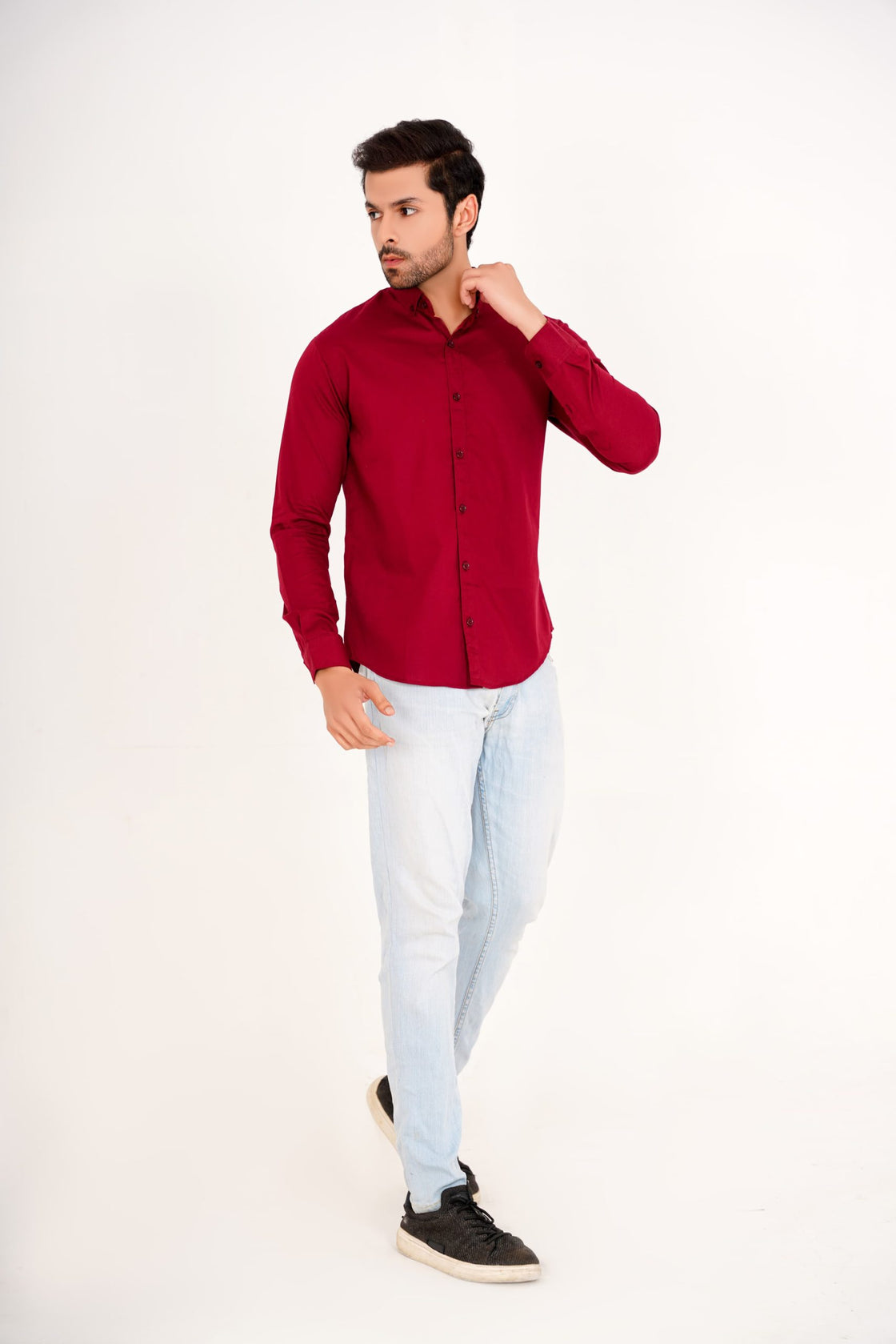 Maroon Button-Down Shirt for Men