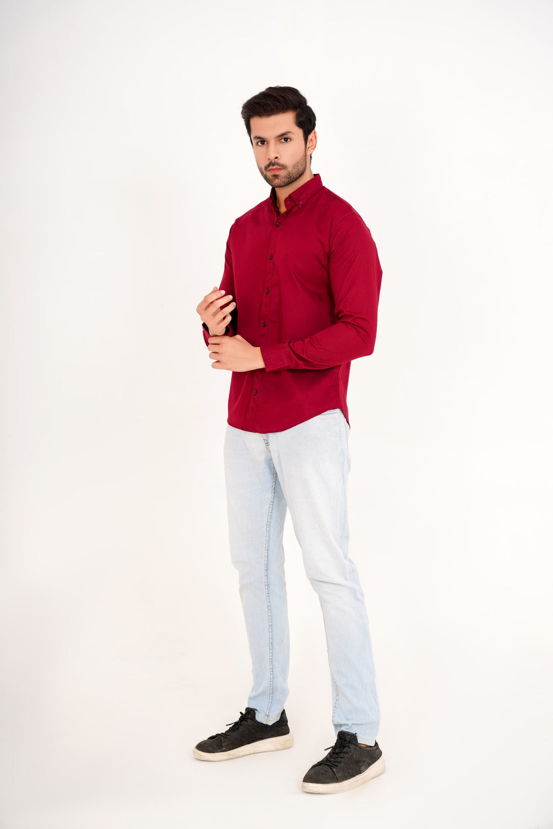 Maroon Button-Down Shirt for Men