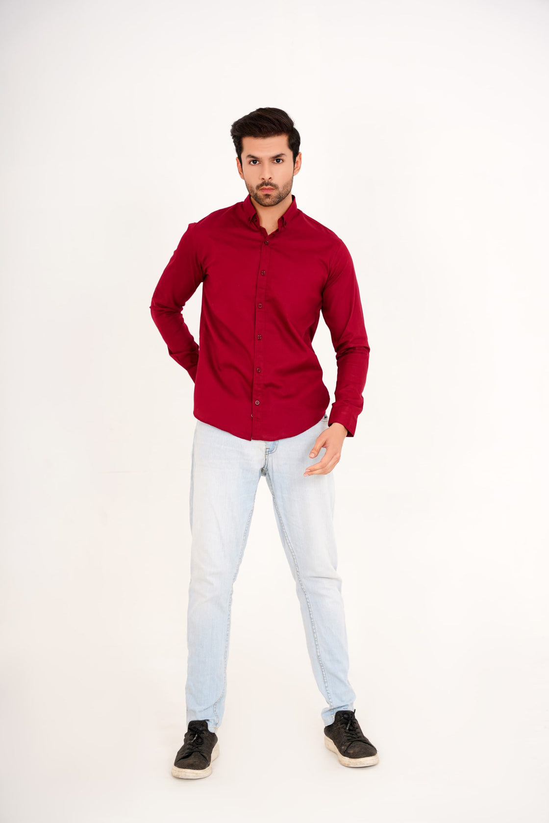 Maroon Button-Down Shirt for Men