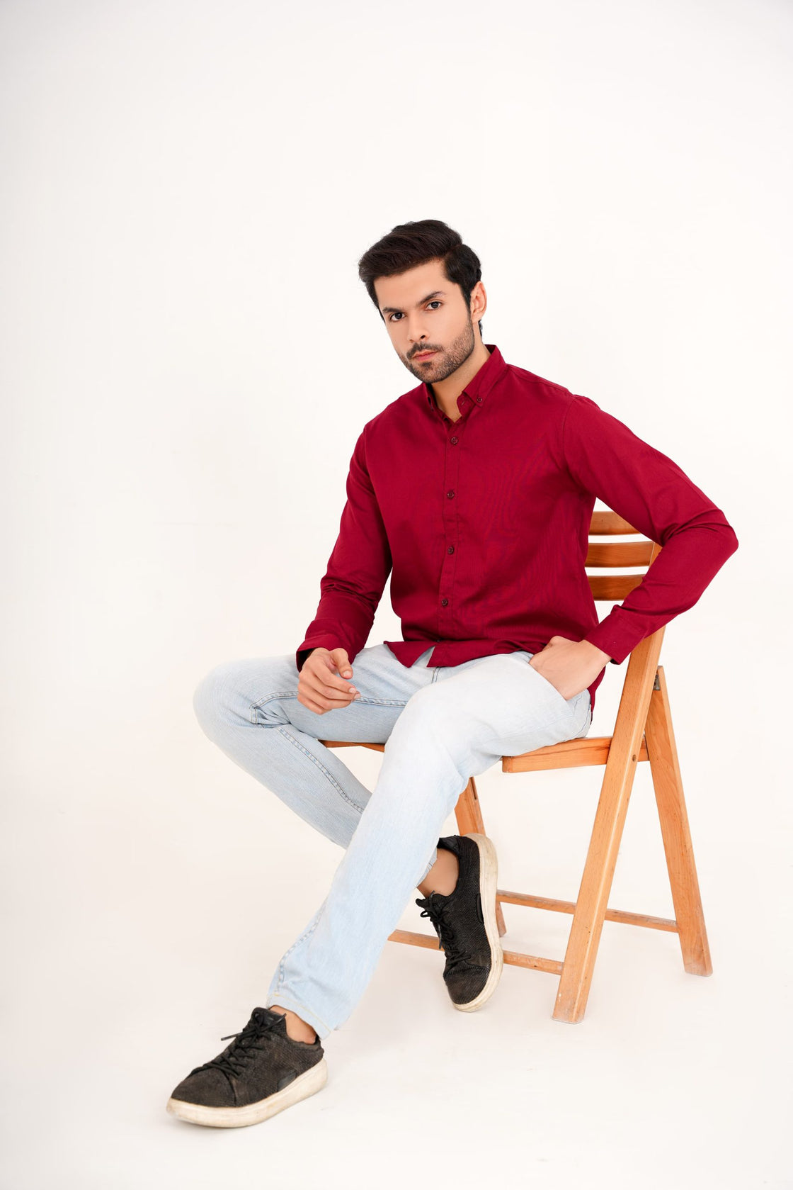 Maroon Button-Down Shirt for Men