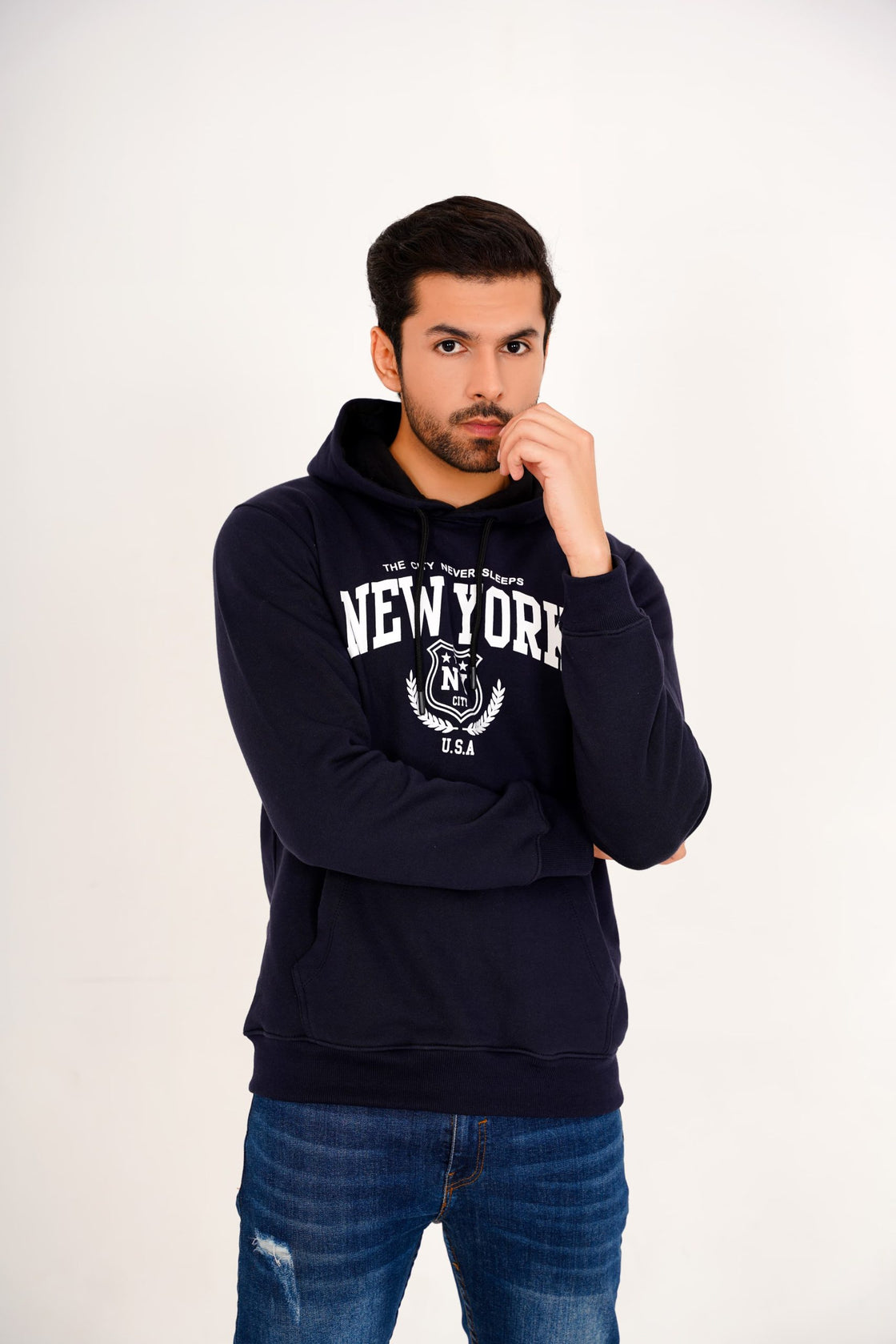 Printed Blue Hoodie for Men