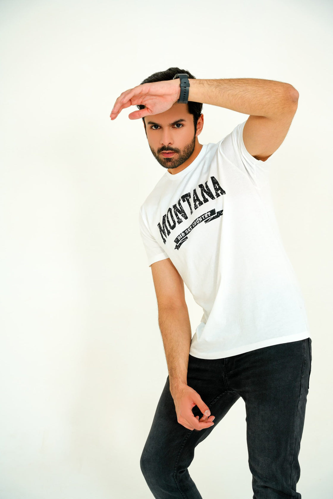 Cotton White Montana Printed T-Shirt