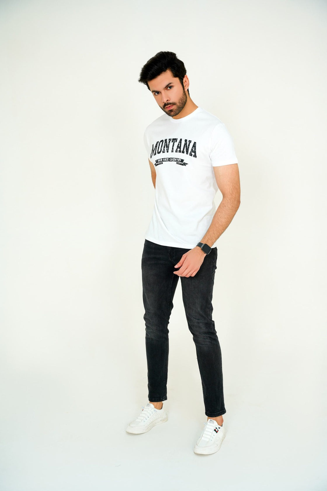 Cotton White Montana Printed T-Shirt