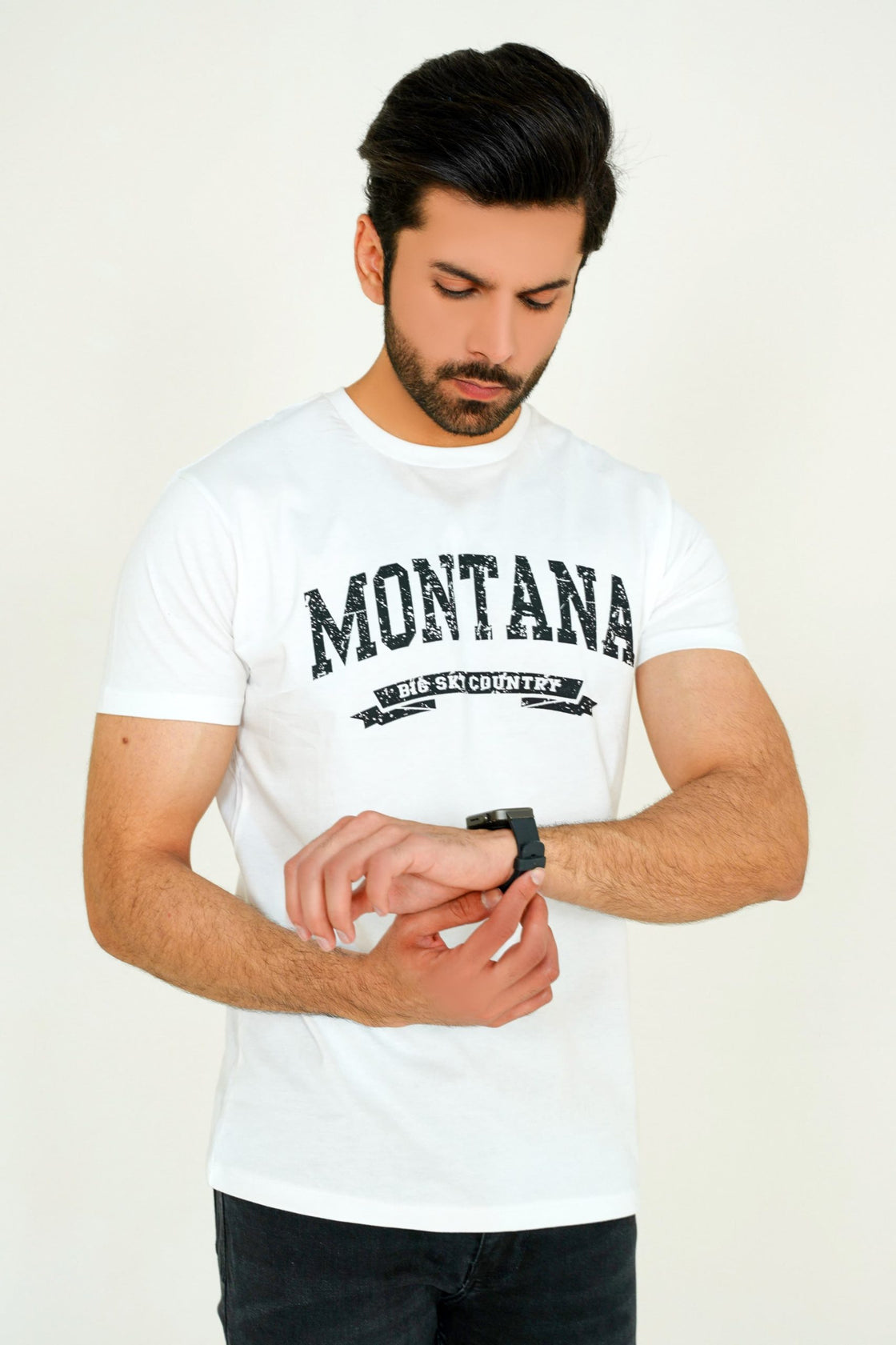 Cotton White Montana Printed T-Shirt