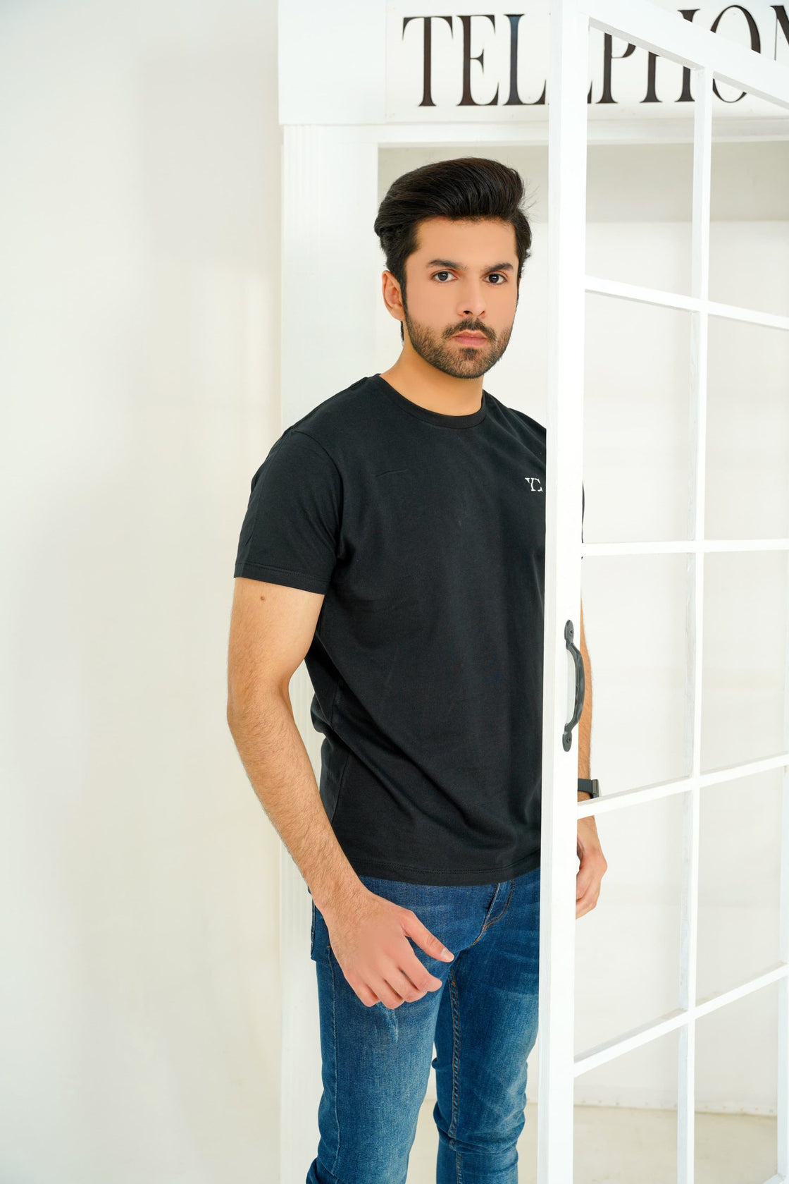 Cotton Basic Black T-Shirt for Men