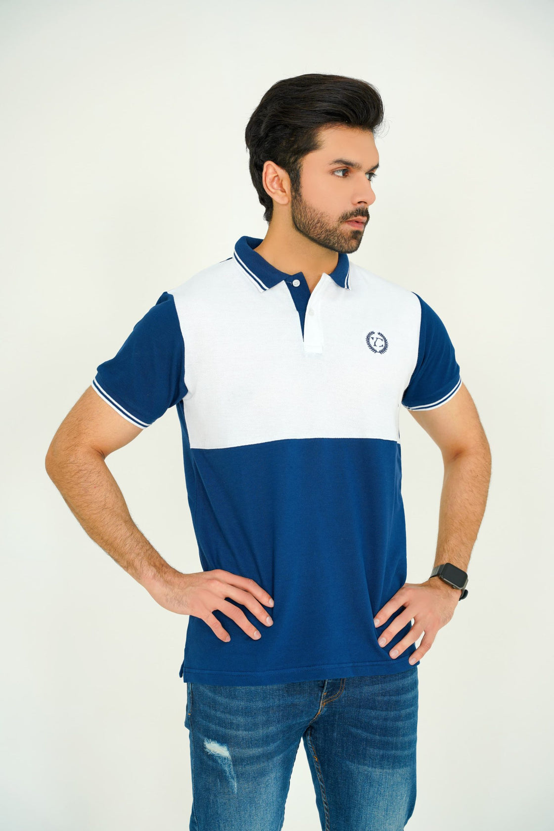 Classic Navy White Contrast Polo