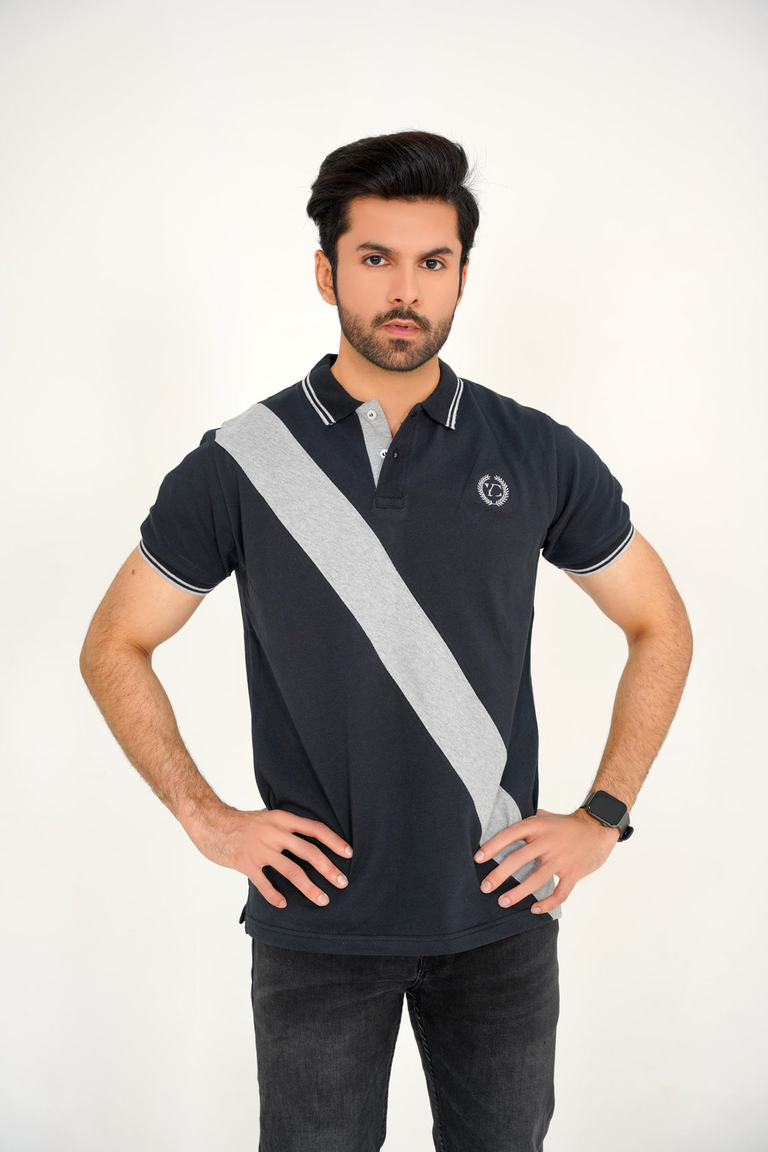 Midnight Black & Heather Polo