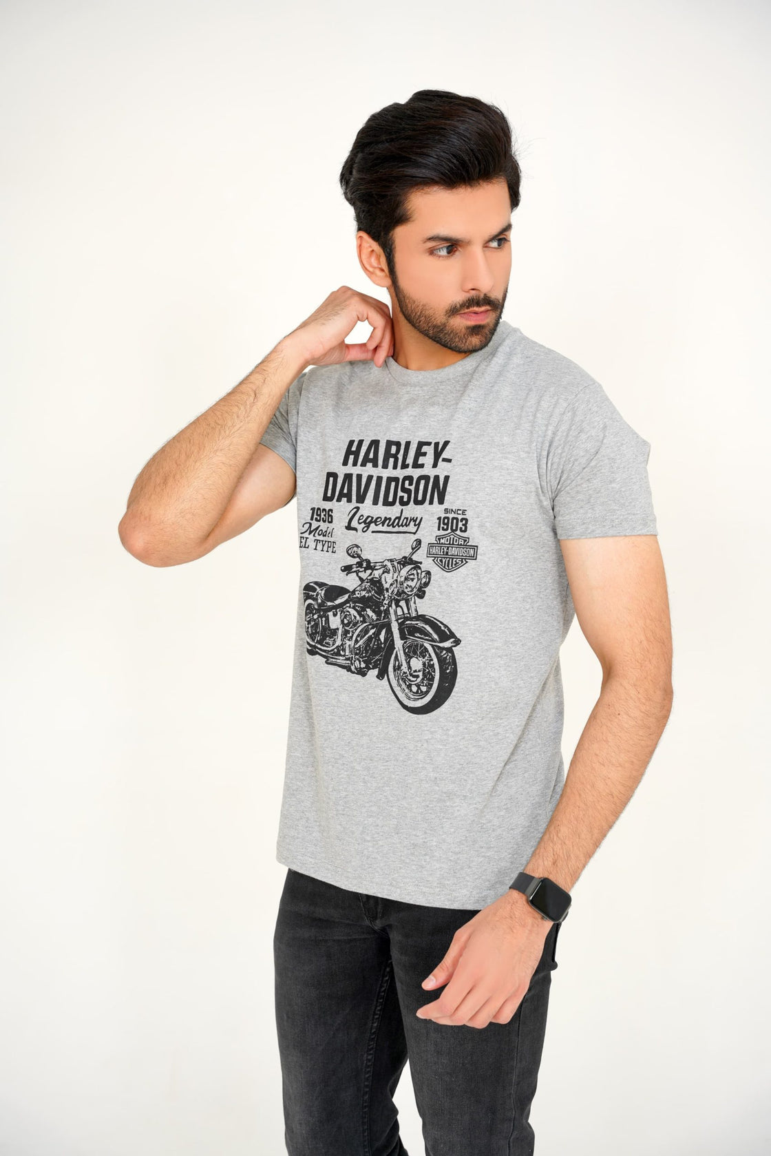 Vintage Harley Grey Print Tee