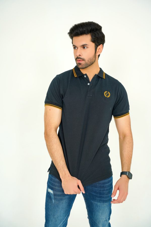 Sleek Black Mustard Polo