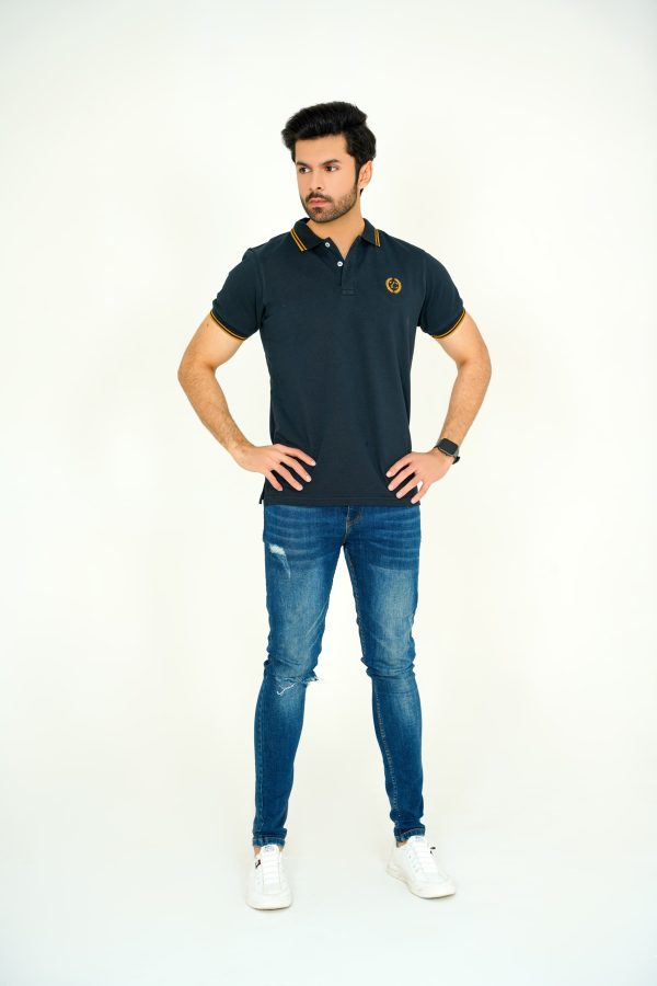 Sleek Black Mustard Polo