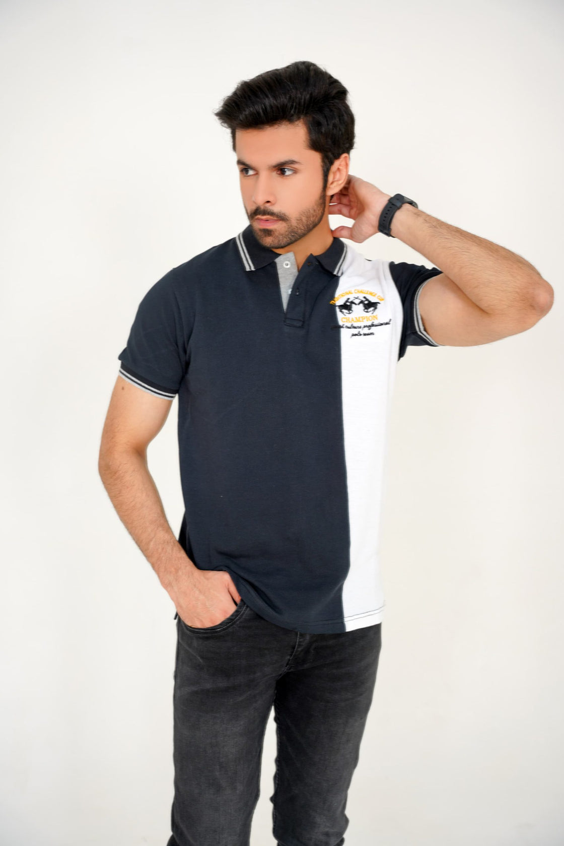 Black & white Retro Polo