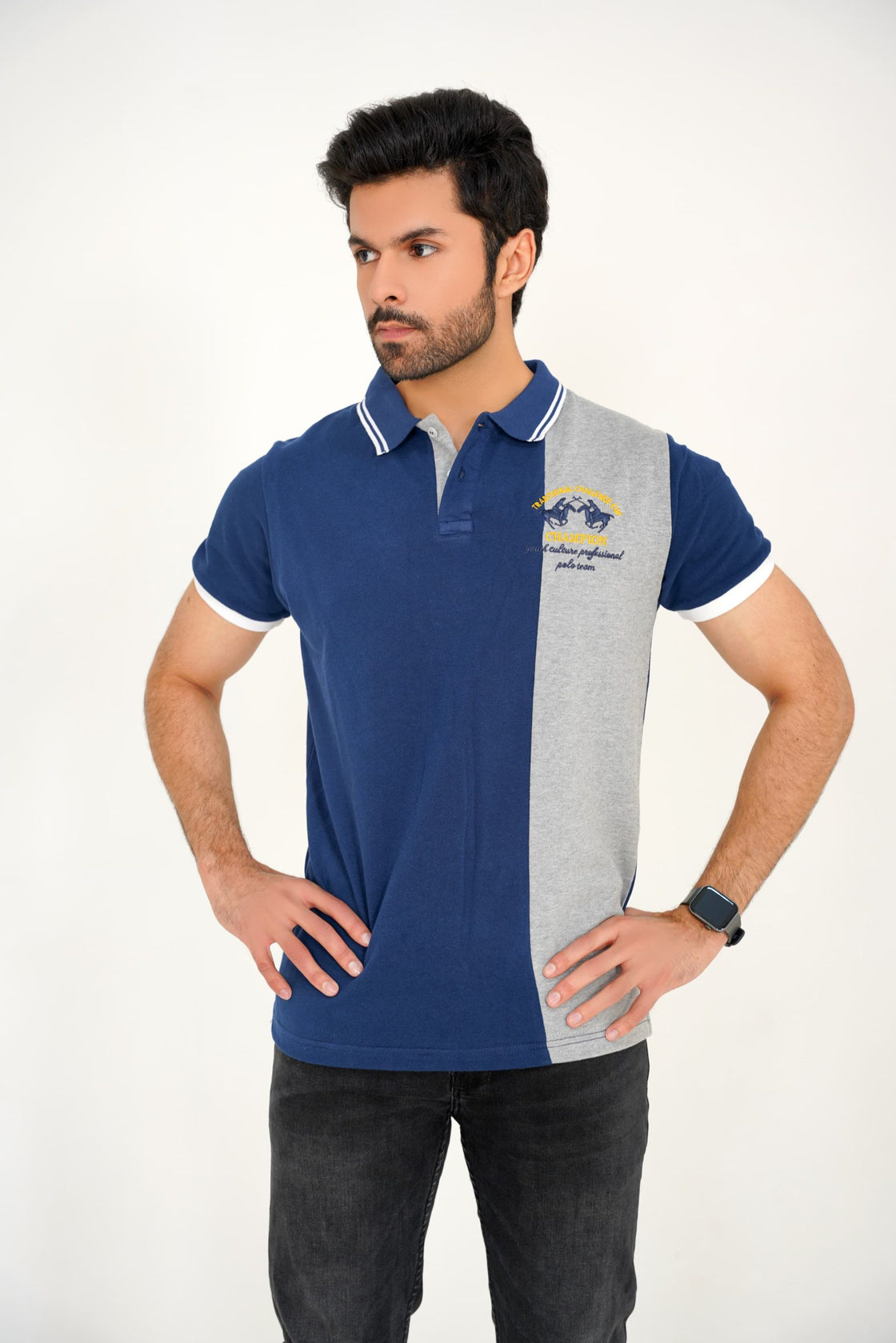 Timeless Navy with Grey Trim Polo