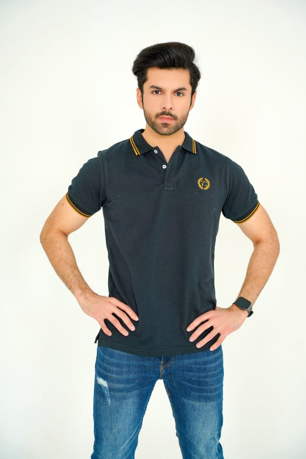 Sleek Black Mustard Polo