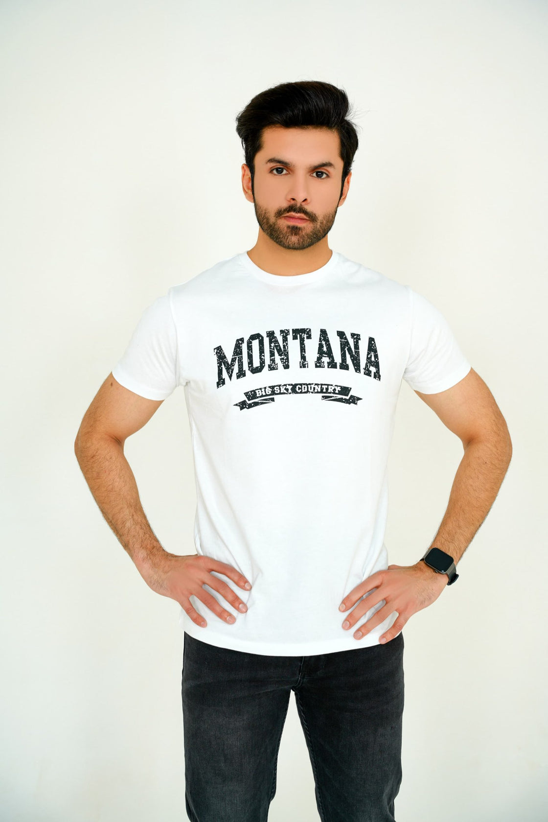 Cotton White Montana Printed T-Shirt