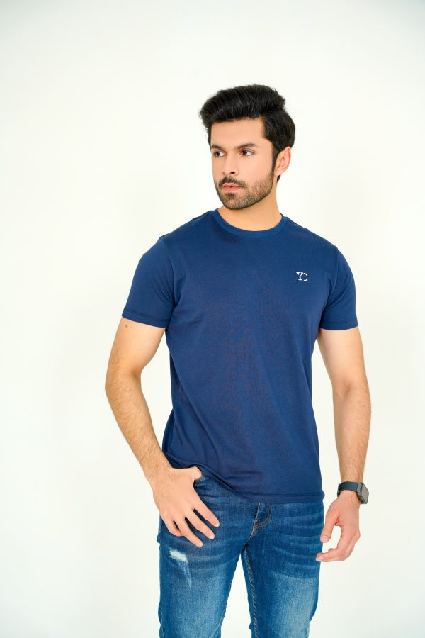 Cotton Navy Blue T-Shirt for Men